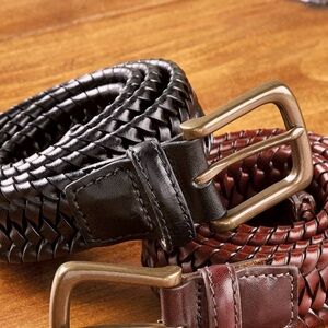 Classic Black and Brown Braided Leather Belt